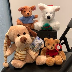 All NWT assorted plushies-Roo, ladybug, dog, xmas